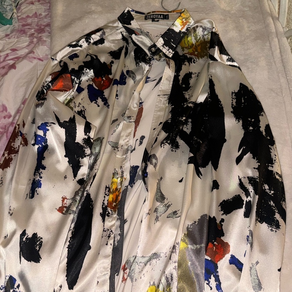 men’s silk long sleeve button up